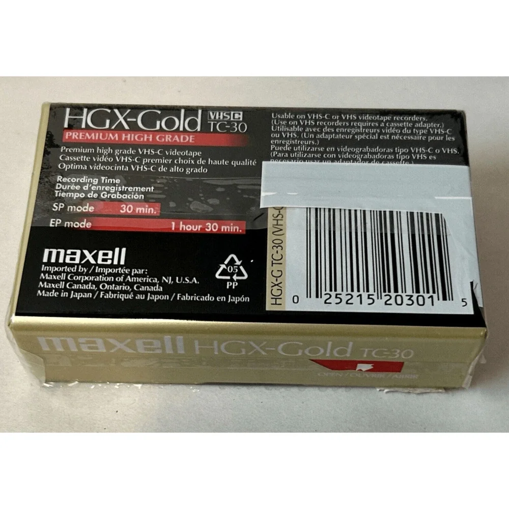 NEW IN PACKAGE! VINTAGE Maxell MAX203010 High Grade VHS-C Videotape Cassette
